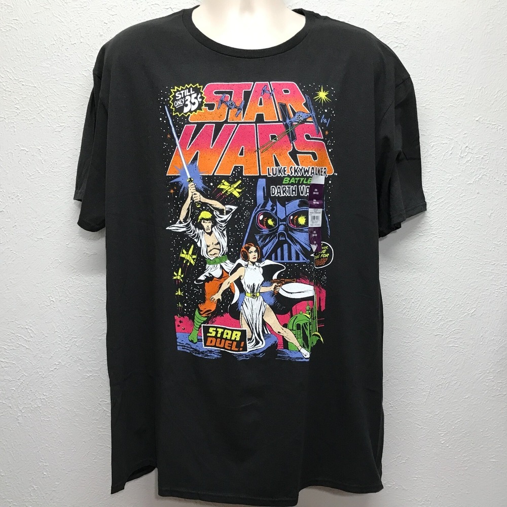 Star Wars T-Shirt Mens 2XL Star Duel Luke And Leia Comic Book Cover Graphic